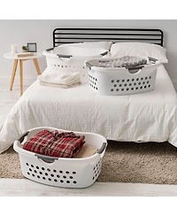 Iris Usa 50L Plastic Hip Hold Laundry Basket with Built-In Comfort Carry Handles, 3-Pack, 1.5 Bushel, Clothes Hamper, Laundry Hamper, Ventilation Hole