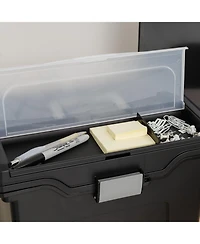 Iris Letter Size Portable File Box with Organizer Lid, Black