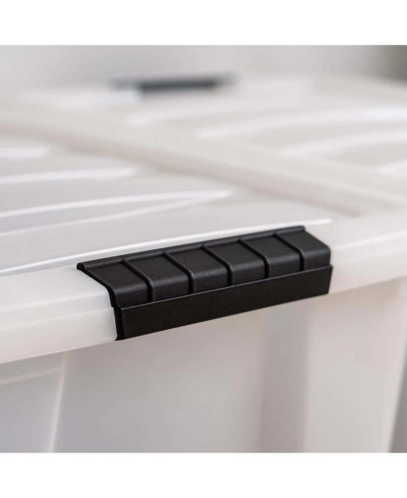 Iris 4 Pack 40qt Plastic Storage Bin with Lid and Secure Latching Buckles, Pearl