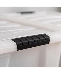Iris 4 Pack 40qt Plastic Storage Bin with Lid and Secure Latching Buckles, Pearl