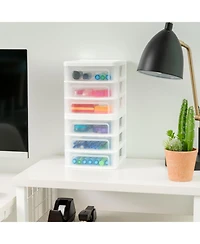 Iris 4 Pack Small 3-Drawer Desktop Organizer for Office, Files & Supplies, White