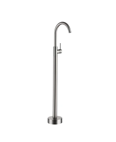Boyel Living Freestanding Floor Mount Single Handle Bath Tub Filler Faucet with Water Supply Lines in Brushed Gold