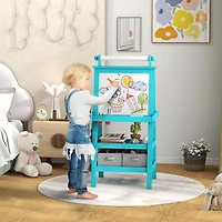 Qaba Easel for Kids w/ Paper Roll, board Chalkboard,