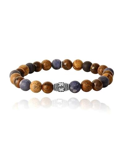 Lucky Brand Sodalite, Picture Jasper and Tigers Eye Beaded Elastic Bracelet