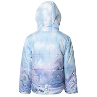 Frozen Little Girls Princess Anna Elsa Zip Up Winter Coat Puffer Jacket