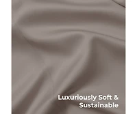 Cariloha Retreat 4-Piece Sateen Sheet Set | Coastal Gray | Queen | Lyocell Material | Breathable, Corner Straps, Extra soft & Cooling