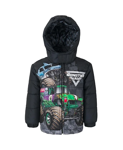 Monster Jam Toddler Boys Zip Up Winter Coat Puffer Jacket