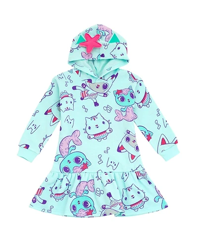 Gabby's Dollhouse Girls Dreamworks Pandy Paws Cakey Cat MerCat Fleece Dress to