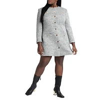 Eloquii Women's Tweed Long Sleeve Mini Dress