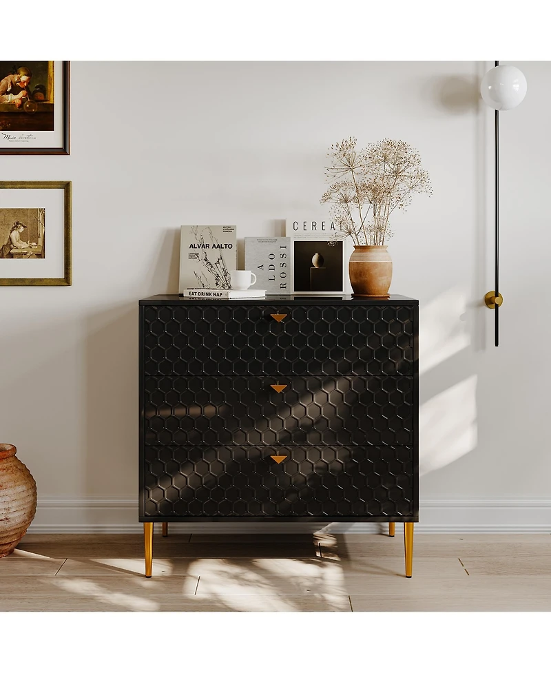 Boyel Living 32"Tall 3-Drawer Storage Cabinet Dresser Chest