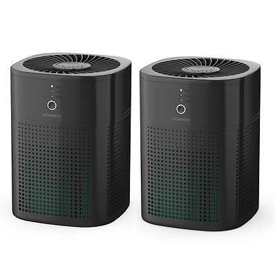 Morento Air Purifiers for Bedroom, Room Air Purifier Hepa Filter for Smoke, Allergies, Pet Dander, Small Air Purifier with Sleep Mode, Black, 2 Pack