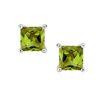 Bling Jewelry 2CT Square Cubic Zirconia Cz Stud Earrings Sterling Silver 7MM