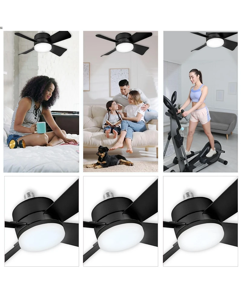 Socket Fan 15.7 in. Indoor Led Bright White Ceiling Fan with Remote