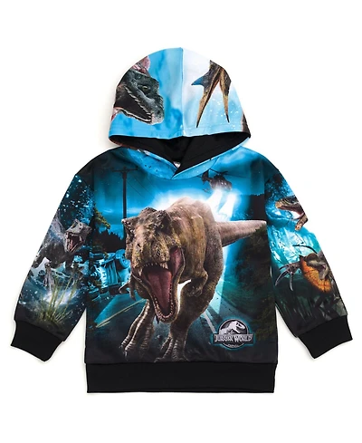 Jurassic World Little Boys Park Blue T-Rex Fleece Pullover Hoodie to