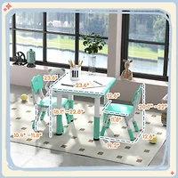 Qaba 3 Piece Height Adjustable Kids Table and Chairs for Daycare,