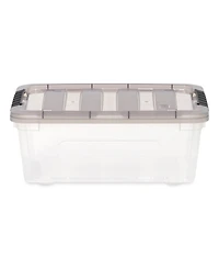 Iris Usa 13 Quart Stack & Pull Clear storage Box, Gray, 8 Pack