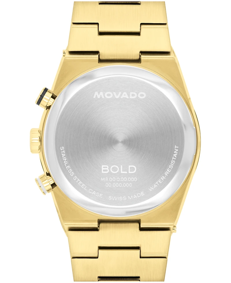 Movado Men's Bold Quest Swiss Quartz Chrono Ionic Plated Light Gold Steel Watch 42mm