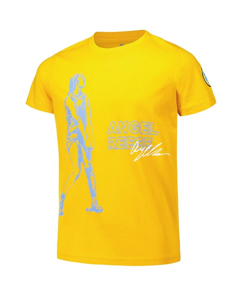 Round21 Big Boys and Girls Angel Reese Yellow Chicago Sky Player T-Shirt