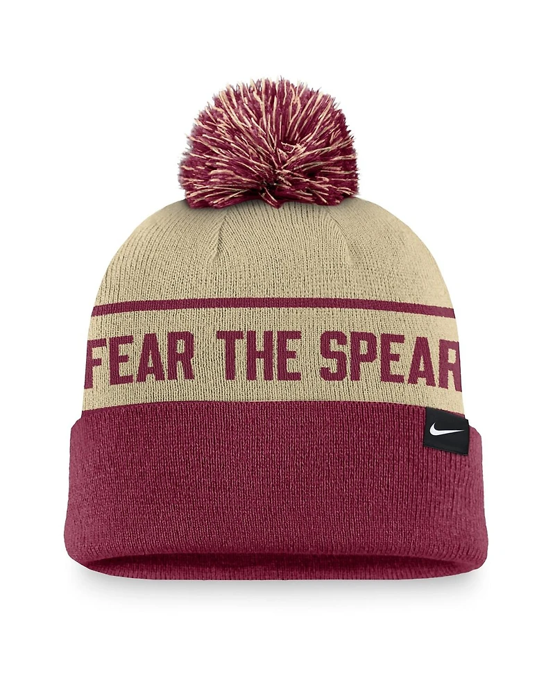 Nike Men's Gold/Garnet Florida State Seminoles Local Peak Cuffed Knit Hat with Pom