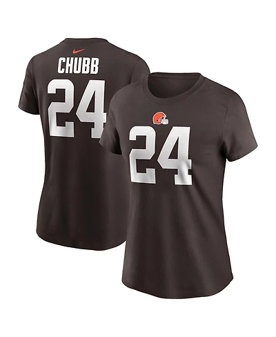 Nike Women's Nick Chubb Brown Cleveland Browns Player Name Number T-Shirt