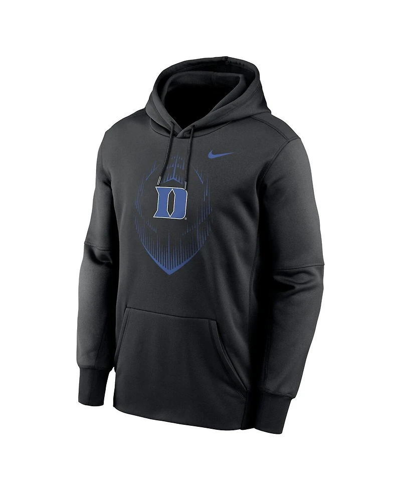 Nike Men's Black Duke Blue Devils Football Icon Performance Fleece Pullover Hoodie
