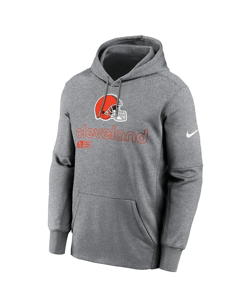 Nike Men's Heather Gray Cleveland Browns Performance Pullover Hoodie