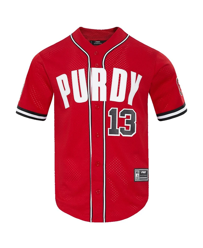 Pro Standard Men's Brock Purdy Scarlet San Francisco 49ers Mesh Button-Up Baseball Jersey