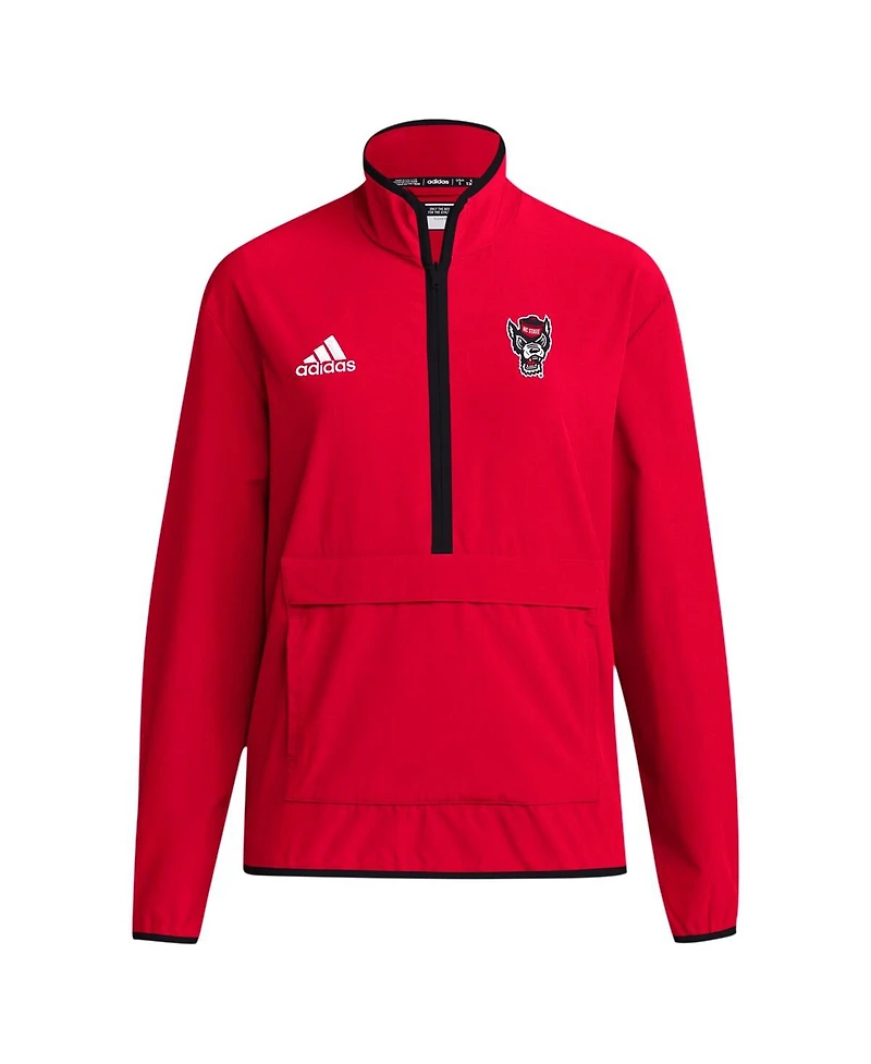 Adidas Men's Red Nc State Wolfpack Coaches Sideline Half-Zip Jacket