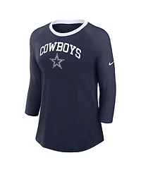 Nike Women's Navy Dallas Cowboys Raglan 3/4 Sleeve T-Shirt