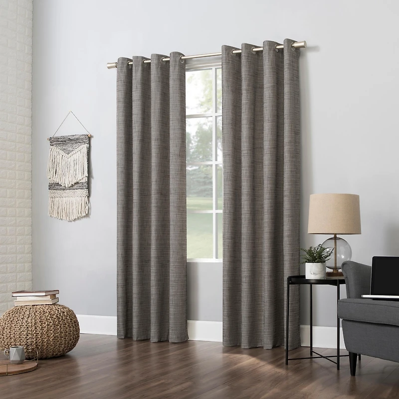 Kline Burlap Weave Thermal Extreme 100% Blackout Grommet Curtain Panel