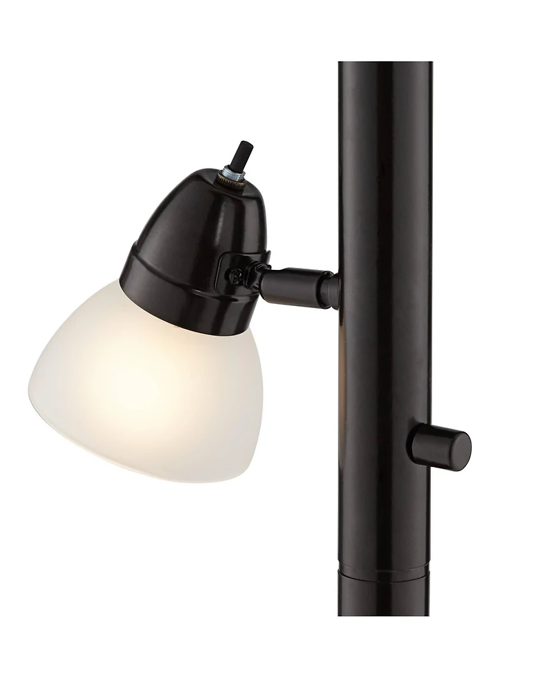 Modern Industrial Torchiere Floor Lamp 3-in-1 Design 70" Tall Tiger Bronze Brown Metal White Glass Dome Shade Decor for Living Room Reading House