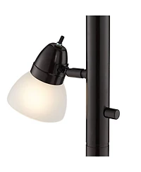 Modern Industrial Torchiere Floor Lamp 3-in-1 Design 70" Tall Tiger Bronze Brown Metal White Glass Dome Shade Decor for Living Room Reading House