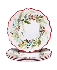 Certified International Christmas Gatherings Dinner Plates, Set of 4