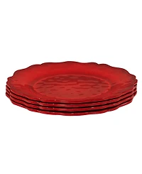 Certified International Red Crackle Dinner Plates, Set of 4