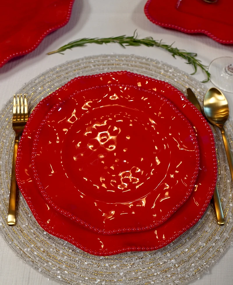 Certified International Perlette Red Salad Plates, Set of 4