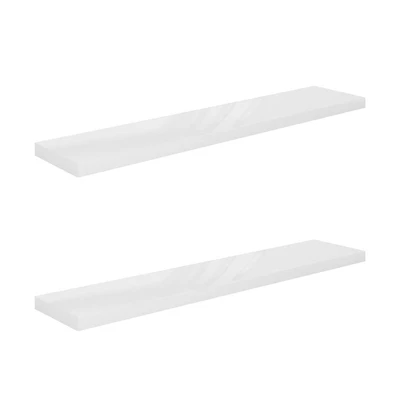 vidaXL Floating Wall Shelves 2 pcs High Gloss White 47.2"x9.3"x1.5" Mdf