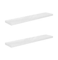 vidaXL Floating Wall Shelves 2 pcs High Gloss White 47.2"x9.3"x1.5" Mdf