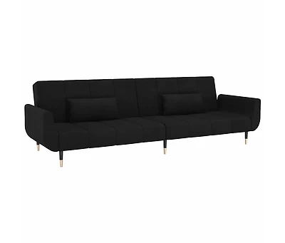 vidaXL 2-Seater Sofa Bed with Two Pillows Black Velvet