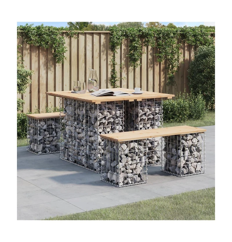 vidaXL Patio Bench Gabion Design 39.4"x40.2"x28.3" Solid Wood Pine