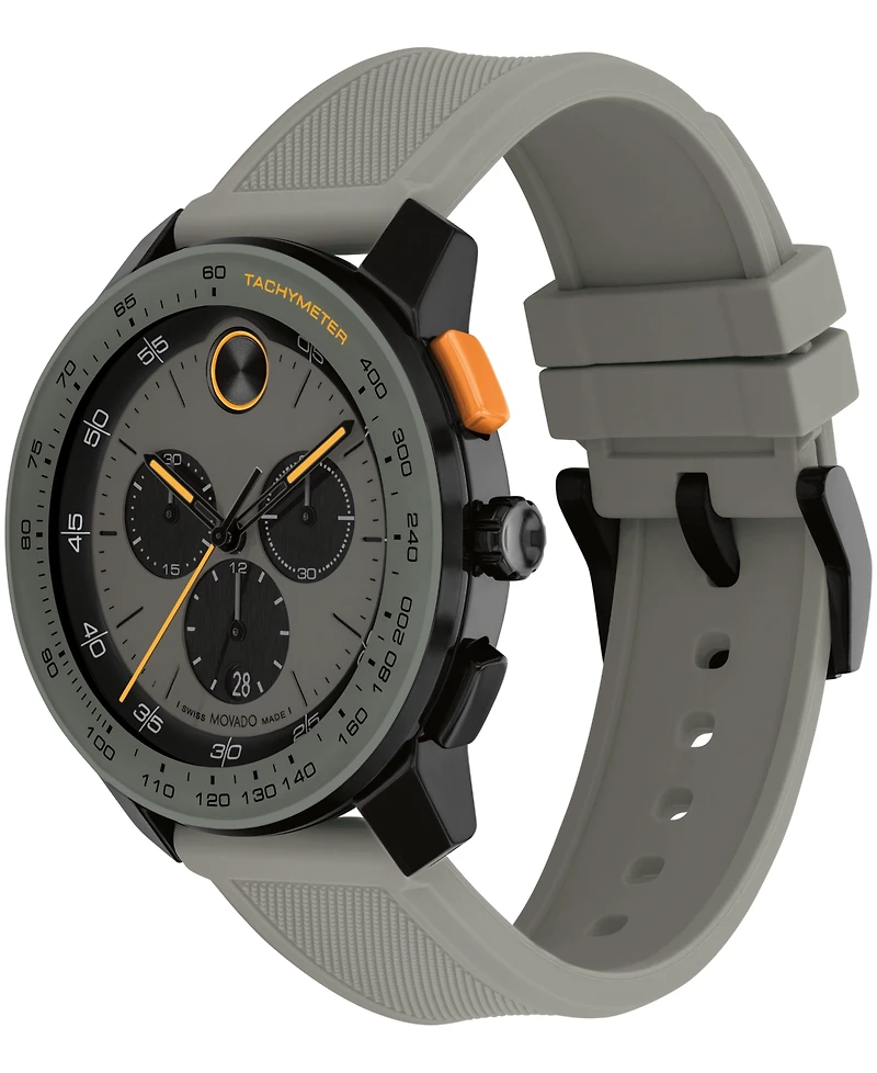 Movado Men's Bold Tr90 Swiss Quartz Chrono Gray Silicone Watch 43.50mm