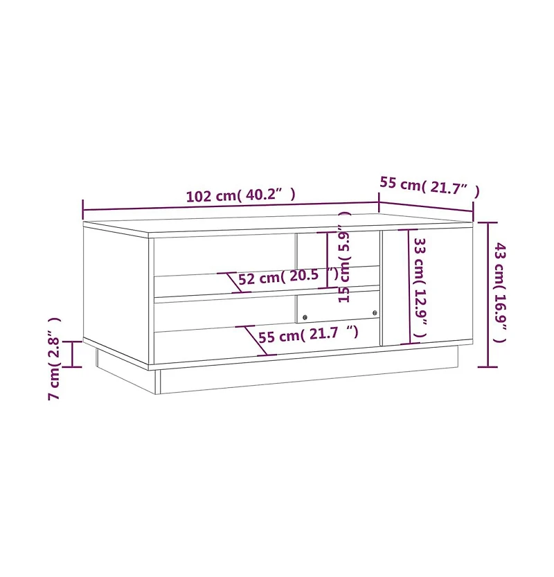 Coffee Table White 40.2"x21.7"x16.9" Engineered Wood