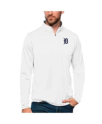 Antigua Men's White Detroit Tigers Tribute Quarter-Zip Pullover Top