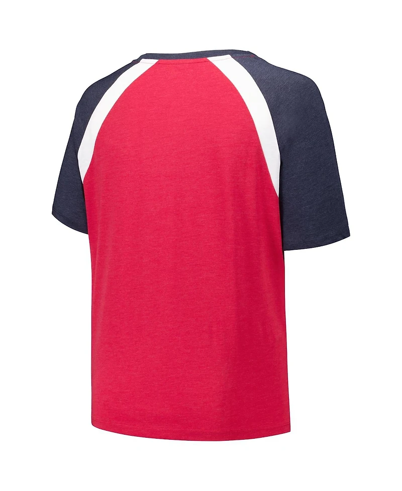 New Era Women's Red Atlanta Braves Plus Raglan V-Neck T-Shirt