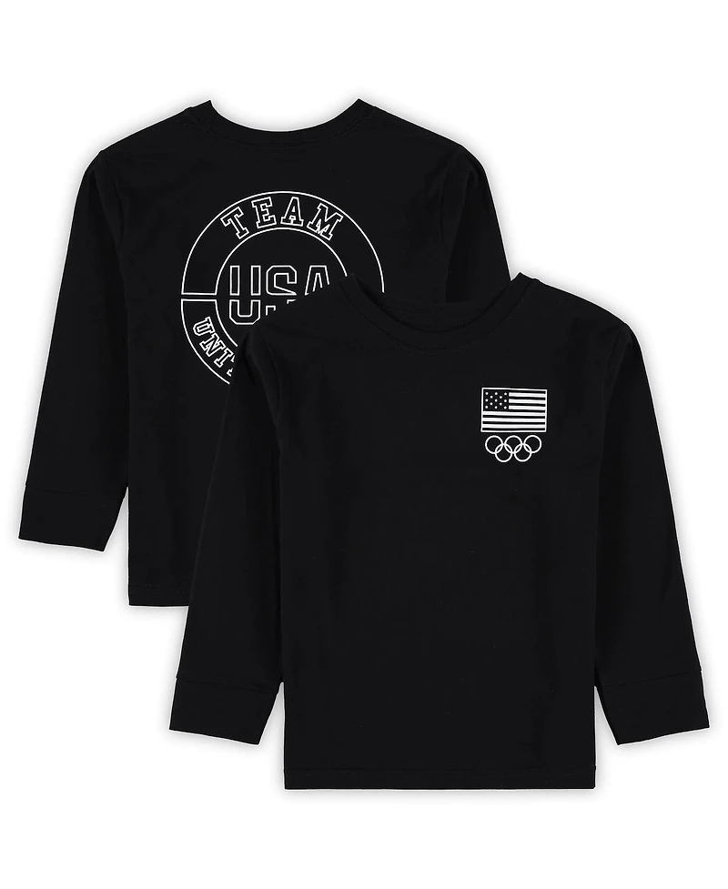 Outerstuff Little Boys and Girls Black Team Usa 2024 Flag Rings Long Sleeve T-Shirt