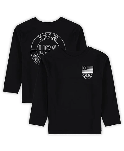 Outerstuff Little Boys and Girls Black Team Usa 2024 Flag Rings Long Sleeve T-Shirt