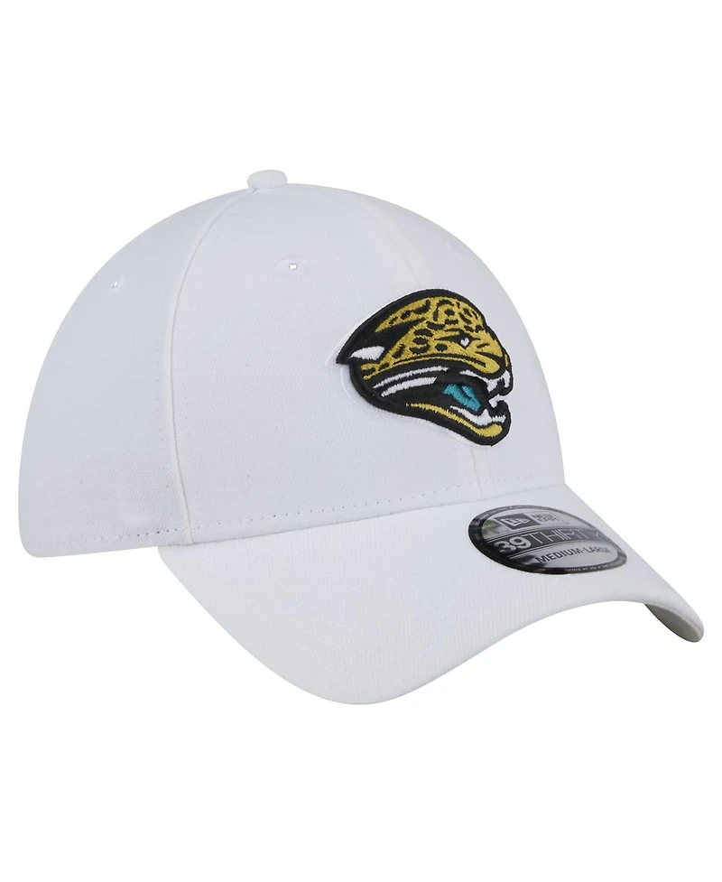 New Era Men's White Jacksonville Jaguars Throwback Iced 39THIRTY Flex Hat