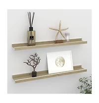 vidaXL Wall Shelves 2 pcs White and Sonoma Oak 23.6"x3.5"x1.2"