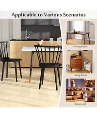 Costway Rubber Wood Windsor Dining Chairs Set of 2 with Spindle Back for Living Room
