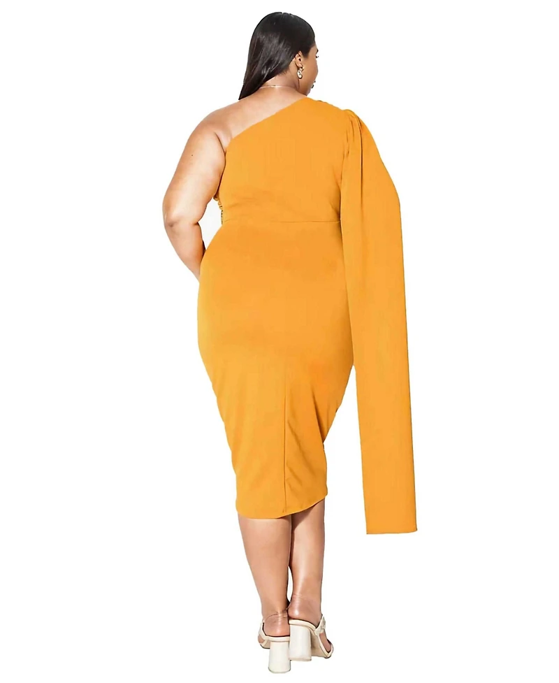 L I V D Plus Spade One Shoulder Cape Dress