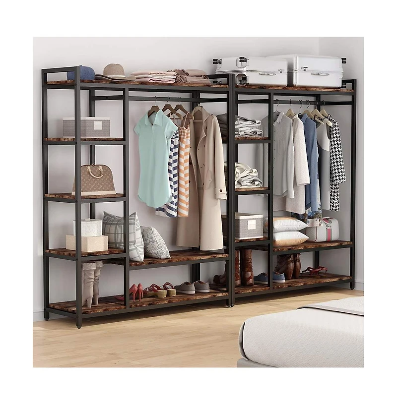 Tribesigns Free-standing Closet Organizer, Heavy Duty Clothes Closet, Portable Garment Rack with 6 Shelves and Hanging rod